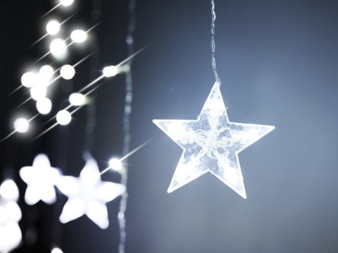 Lampki Led Kurtyna z choinką reniferem zimny biały