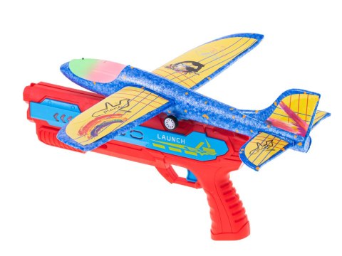 Pistolet wyrzutnia samolotów automat LED czerwono-niebieski Pistolet wyrzutnia samolotów automat LED czerwono-niebieski