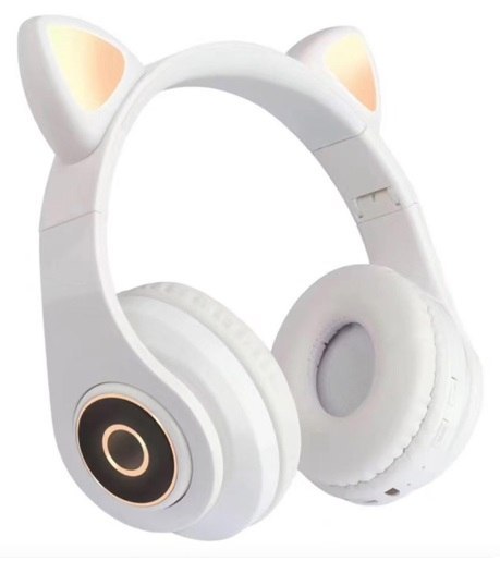 Słuchawki bezprzewodowe bluetooth kocie uszy białe LED RGB Słuchawki bezprzewodowe bluetooth kocie uszy białe LED RGB