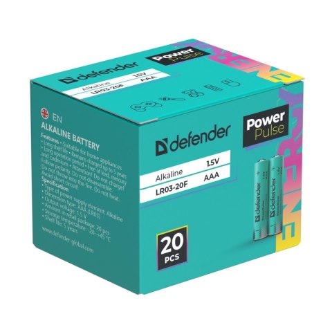 BATERIA ALKALICZNA DEFENDER LR03-20F - TYP AAA - PUDEŁKO 20szt. BATERIA ALKALICZNA DEFENDER LR03-20F - TYP AAA - PUDEŁKO 20szt.