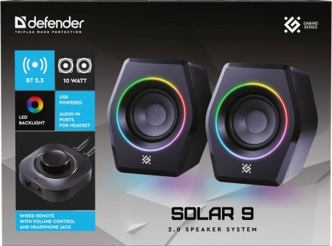 GŁOŚNIKI DEFENDER SOLAR 9 2.0 BLUETOOTH 10W LED USB GŁOŚNIKI DEFENDER SOLAR 9 2.0 BLUETOOTH 10W LED USB