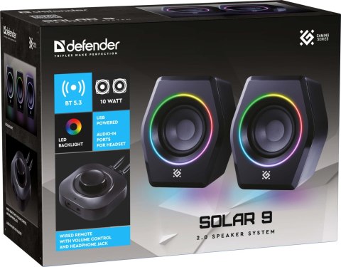 GŁOŚNIKI DEFENDER SOLAR 9 2.0 BLUETOOTH 10W LED USB GŁOŚNIKI DEFENDER SOLAR 9 2.0 BLUETOOTH 10W LED USB