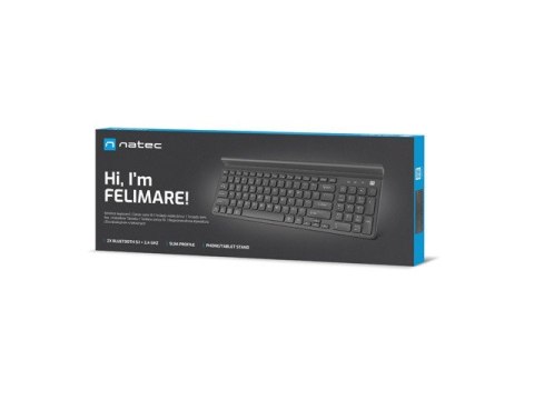 NATEC KLAWIATURA BEZPRZEWODOWA FELIMARE US SLIM BLUETOOTH+2.4GHZ UCHWYT NA TABLET/SMARTFON NKL-1973 NATEC KLAWIATURA BEZPRZEWODOWA FELIMARE US SLIM BLUETOOTH+2.4GHZ UCHWYT NA TABLET/SMARTFON NKL-1973