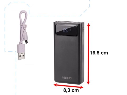 L-BRNO Power Bank PowerBank 30000mAh z ekranem LED czarny