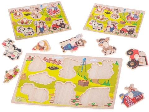 Puzzle drewniane układanka farma traktor krowa Puzzle drewniane układanka farma traktor krowa
