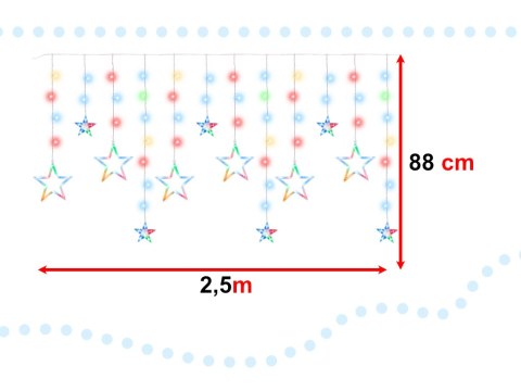 Lampki LED kurtyna gwiazdki 2,5m 138LED multikolor Lampki LED kurtyna gwiazdki 2,5m 138LED multikolor