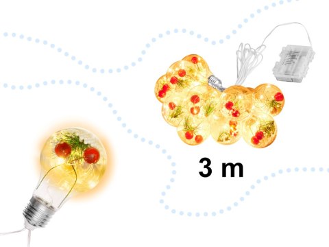 Lampki LED kurtyna kule z dekoracją 3m 50LED ciepły