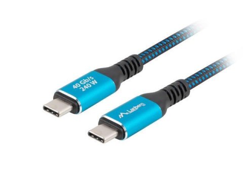 Kabel Lanberg USB-C M/M USB4 2m 240W 8K 60Hz czarno-niebieski Kabel Lanberg USB-C M/M USB4 2m 240W 8K 60Hz czarno-niebieski