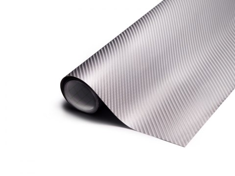Folia odcinek carbon 4D srebrna 1,52x0,5m