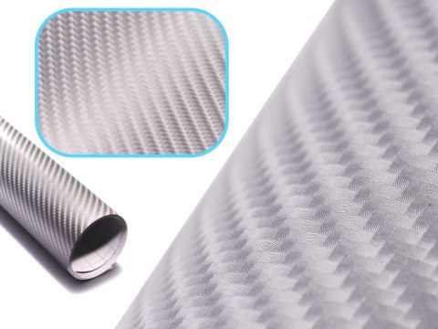 Folia odcinek carbon 4D srebrna 1,52x0,5m