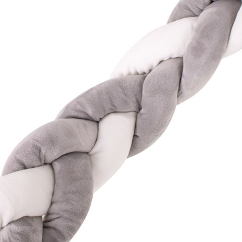 Ochraniacz otulacz do łóżeczka pleciony warkocz szaro biały 9x300cm XXL Ochraniacz otulacz do łóżeczka pleciony warkocz szaro biały 9x300cm XXL