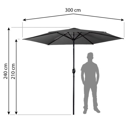 Parasol ogrodowy składany 6 segmentowy 300 cm z pokrowcem Plonos PL-884 Parasol ogrodowy składany 6 segmentowy 300 cm z pokrowcem Plonos PL-884