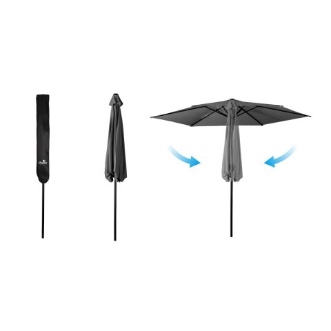 Parasol ogrodowy składany 6 segmentowy 300 cm z pokrowcem Plonos PL-884 Parasol ogrodowy składany 6 segmentowy 300 cm z pokrowcem Plonos PL-884
