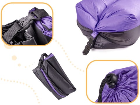 Lazy BAG SOFA łóżko leżak na powietrze czarno-fioletowy 185x70cm Lazy BAG SOFA łóżko leżak na powietrze czarno-fioletowy 185x70cm