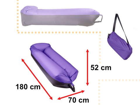 Lazy BAG SOFA łóżko leżak na powietrze czarno-fioletowy 185x70cm Lazy BAG SOFA łóżko leżak na powietrze czarno-fioletowy 185x70cm