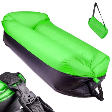 Lazy BAG SOFA łóżko leżak na powietrze czarno-zielony 185x70cm Lazy BAG SOFA łóżko leżak na powietrze czarno-zielony 185x70cm