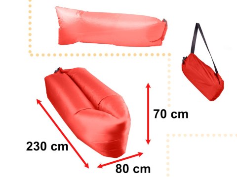Lazy BAG SOFA łóżko leżak na powietrze czerwony 230x70cm Lazy BAG SOFA łóżko leżak na powietrze czerwony 230x70cm