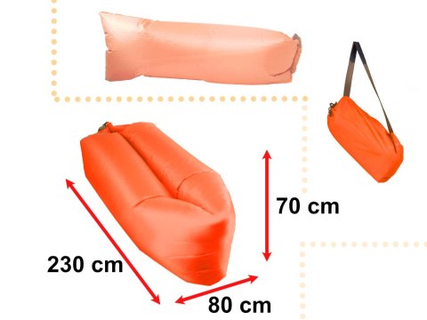 Lazy BAG SOFA łóżko leżak na powietrze pomarańczowy 230x70cm Lazy BAG SOFA łóżko leżak na powietrze pomarańczowy 230x70cm