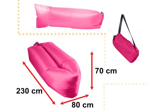 Lazy BAG SOFA łóżko leżak na powietrze różowy 230x70cm Lazy BAG SOFA łóżko leżak na powietrze różowy 230x70cm