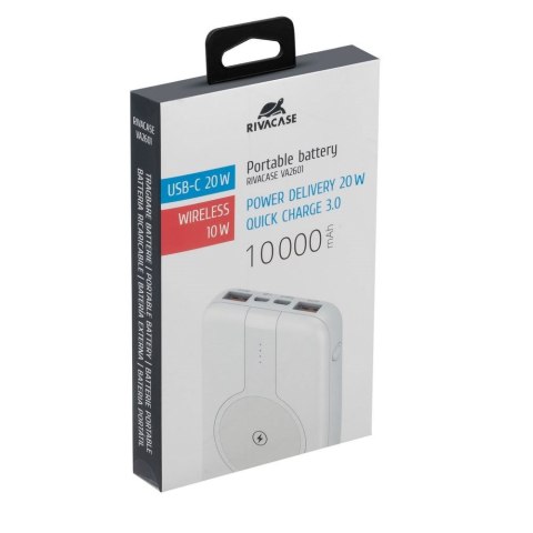RIVACASE POWERBANK 10.000 MAH USB-C 20W + QI 10W, 1X WE/WY USB-C 20W, 2X USB-A QC18W, WEJŚCIE MICRO-USB,INDUKCJA QI 10W,BIAŁY RIVACASE POWERBANK 10.000 MAH USB-C 20W + QI 10W, 1X WE/WY USB-C 20W, 2X USB-A QC18W, WEJŚCIE MICRO-USB,INDUKCJA QI 10W,BIAŁY