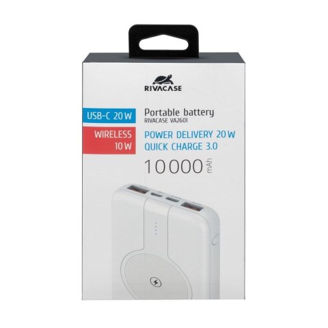 RIVACASE POWERBANK 10.000 MAH USB-C 20W + QI 10W, 1X WE/WY USB-C 20W, 2X USB-A QC18W, WEJŚCIE MICRO-USB,INDUKCJA QI 10W,BIAŁY RIVACASE POWERBANK 10.000 MAH USB-C 20W + QI 10W, 1X WE/WY USB-C 20W, 2X USB-A QC18W, WEJŚCIE MICRO-USB,INDUKCJA QI 10W,BIAŁY