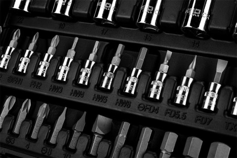 Klucze nasadowe 1/4", 1/2", zestaw 110 szt. Klucze nasadowe 1/4", 1/2", zestaw 110 szt.