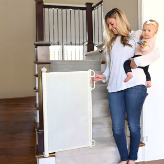 BRAMKA BARIERKA ROLETA 150 CM OCHRONNA ZABEZPIECZAJĄCA NA SCHODY I DRZWI - BEŻOWA ECOTOYS