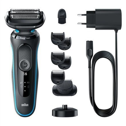 Braun Shaver 51-M4500cs Czas pracy (maks.) 50 min, na mokro i na sucho, czarny/niebieski Braun Shaver 51-M4500cs Czas pracy (maks.) 50 min, na mokro i na sucho, czarny/niebieski