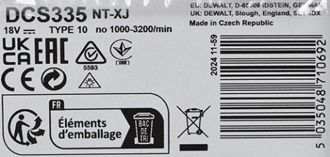 Wyrzynarka 18V bez aku i ład. DCS335NT DEWALT Wyrzynarka 18V bez aku i ład. DCS335NT DEWALT