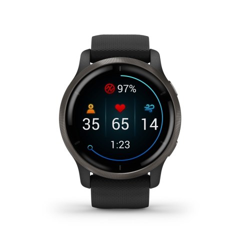 Zegarek Garmin Venu 2 (45 mm) Slate Stainless Steel Bezel / Black Case / Silicone Band