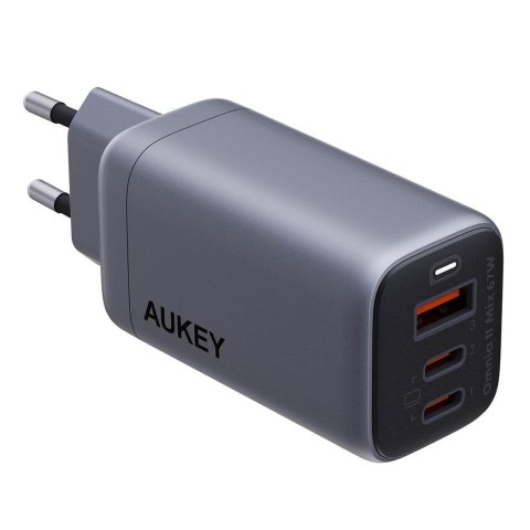 Ładowarka sieciowa Aukey PA-B6U GaN, 2x USB-C, USB-A, QC, PD 67W Ładowarka sieciowa Aukey PA-B6U GaN, 2x USB-C, USB-A, QC, PD 67W