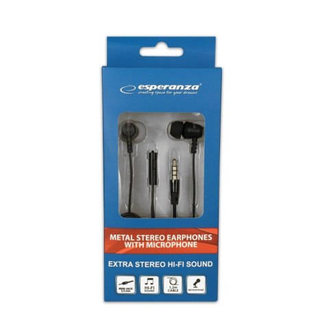Słuchawki z mikrofonem Douszne ESPERANZA EH205K (1.2m /3.5 mm minijack wtyk/Czarny) Słuchawki z mikrofonem Douszne ESPERANZA EH205K (1.2m /3.5 mm minijack wtyk/Czarny)