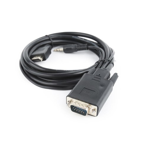 Adapter GEMBIRD A-HDMI-VGA-03-6 (HDMI M - D-Sub (VGA), Jack stereo 3,5 mm M; 1,8m; kolor czarny) Adapter GEMBIRD A-HDMI-VGA-03-6 (HDMI M - D-Sub (VGA), Jack stereo 3,5 mm M; 1,8m; kolor czarny)