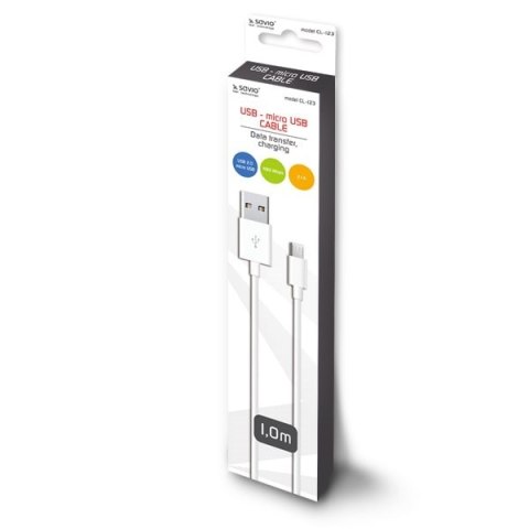 Kabel SAVIO CL-123 (Micro USB - USB 2.0 ; 1m; kolor biały) Kabel SAVIO CL-123 (Micro USB - USB 2.0 ; 1m; kolor biały)