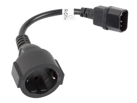 LANBERG PRZEDŁUŻACZ KABLA ZASILAJĄCEGO IEC 320 C14 -> SCHUKO(F), 20CM LANBERG PRZEDŁUŻACZ KABLA ZASILAJĄCEGO IEC 320 C14 -> SCHUKO(F), 20CM