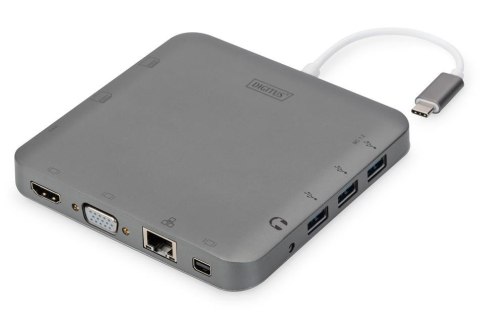 Stacja dokująca DIGITUS USB Typ C 11-portów Dual Monitor 4K 30Hz PD 2.0 HQ aluminiowa Stacja dokująca DIGITUS USB Typ C 11-portów Dual Monitor 4K 30Hz PD 2.0 HQ aluminiowa