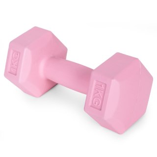 Hantle sześciokątne zestaw 2x1 kg ciężarki do ćwiczeń obciążniki fitness różowe ModernHome