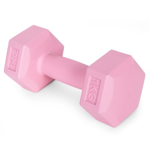 Hantle sześciokątne zestaw 2x1 kg ciężarki do ćwiczeń obciążniki fitness różowe ModernHome