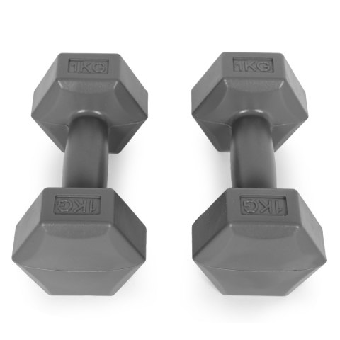 Hantle sześciokątne zestaw 2x1 kg ciężarki do ćwiczeń obciążniki fitness szare ModernHome