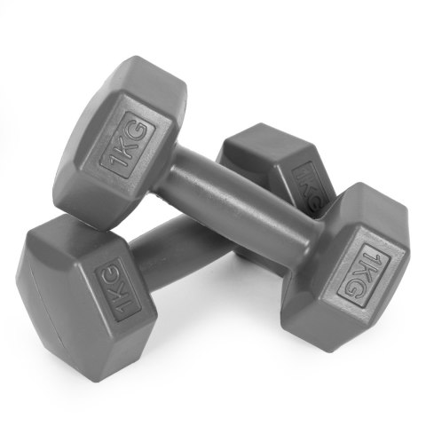 Hantle sześciokątne zestaw 2x1 kg ciężarki do ćwiczeń obciążniki fitness szare ModernHome
