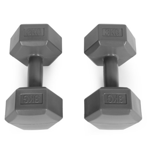 Hantle sześciokątne zestaw 2x3 kg ciężarki do ćwiczeń obciążniki fitness szare ModernHome