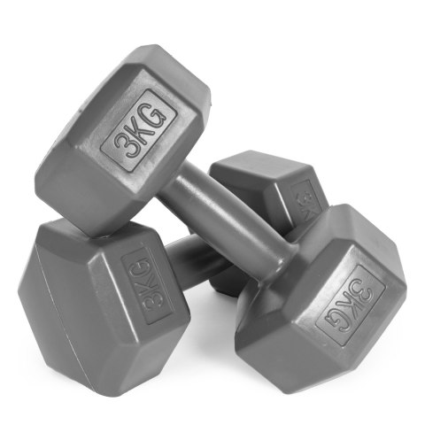 Hantle sześciokątne zestaw 2x3 kg ciężarki do ćwiczeń obciążniki fitness szare ModernHome