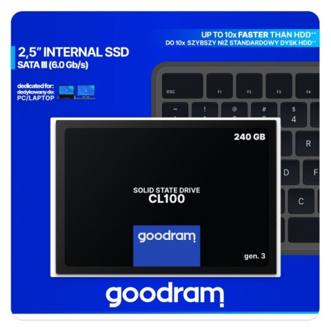 Dysk SSD GOODRAM SSDPR-CL100-240-G3 CL100 gen. 3 (2.5″ /240 GB /SATA III (6 Gb/s) /520MB/s /400MB/s) Dysk SSD GOODRAM SSDPR-CL100-240-G3 CL100 gen. 3 (2.5″ /240 GB /SATA III (6 Gb/s) /520MB/s /400MB/s)