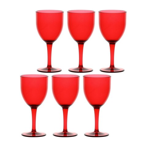 ROSE&TULIPANI FIABA Zestaw 6 akrylowych kieliszków do wina 400 ml, czerwony ROSE&TULIPANI FIABA Zestaw 6 akrylowych kieliszków do wina 400 ml, czerwony