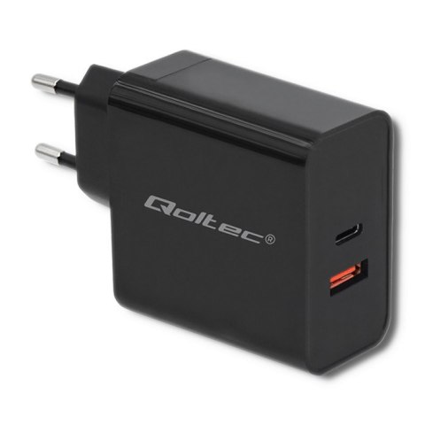 QOLTEC ŁADOWARKA SIECIOWA 63W | 5-20V | 1.5-3A | USB TYP C PD | USB QC 3.0 | CZARNA QOLTEC ŁADOWARKA SIECIOWA 63W | 5-20V | 1.5-3A | USB TYP C PD | USB QC 3.0 | CZARNA