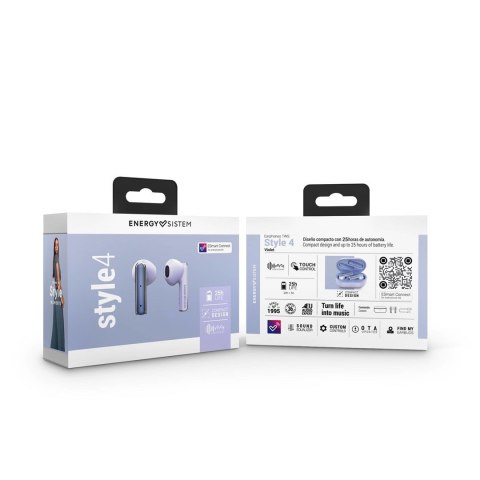 Energy Sistem Style 4 Słuchawki True Wireless Stereo (TWS) Douszny Połączenia/muzyka USB Type-C Bluetooth Fioletowy Energy Sistem Style 4 Słuchawki True Wireless Stereo (TWS) Douszny Połączenia/muzyka USB Type-C Bluetooth Fioletowy