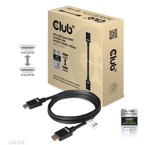 CLUB3D Ultra High Speed HDMI 4K120Hz, 8K60Hz Certified Cable 48Gbps M/M 2 m / 6.56 ft CLUB3D Ultra High Speed HDMI 4K120Hz, 8K60Hz Certified Cable 48Gbps M/M 2 m / 6.56 ft