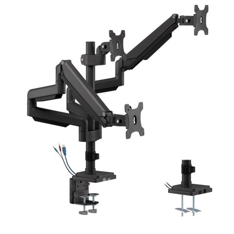 Uchwyt biurkowy do trzech monitorów Maclean Ergo Office ER-408B czarny, ze sprężyną gazową, 17"-30", 7 kg, 1x USB 3.0, 2x mini-j Uchwyt biurkowy do trzech monitorów Maclean Ergo Office ER-408B czarny, ze sprężyną gazową, 17"-30", 7 kg, 1x USB 3.0, 2x mini-j
