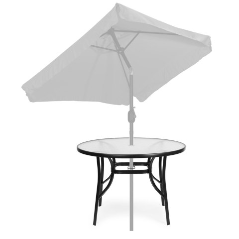 STOLIK OGRODOWY OKRĄGŁY 100 CM NA TARAS OGRÓD BALKON SZKŁO HARTOWANE OTWÓR NA PARASOL MULTIGARDEN STOLIK OGRODOWY OKRĄGŁY 100 CM NA TARAS OGRÓD BALKON SZKŁO HARTOWANE OTWÓR NA PARASOL MULTIGARDEN