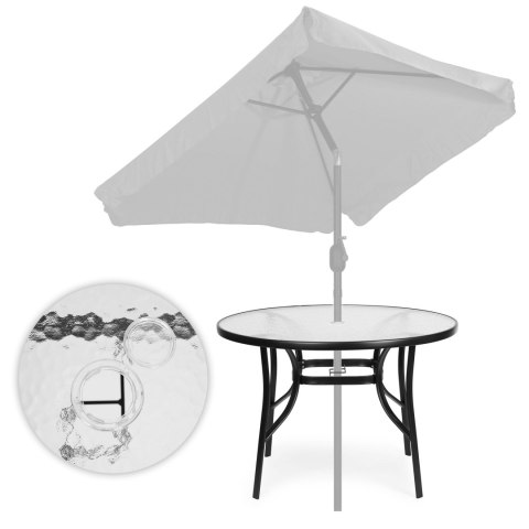 STOLIK OGRODOWY OKRĄGŁY 100 CM NA TARAS OGRÓD BALKON SZKŁO HARTOWANE OTWÓR NA PARASOL MULTIGARDEN STOLIK OGRODOWY OKRĄGŁY 100 CM NA TARAS OGRÓD BALKON SZKŁO HARTOWANE OTWÓR NA PARASOL MULTIGARDEN